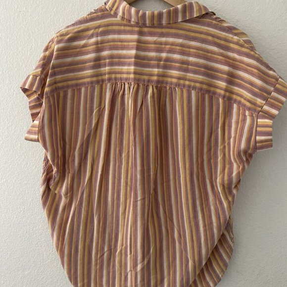 Madewell Shirt Short Cap Sleeve Button Up Stripes Top - Picture 5 of 7